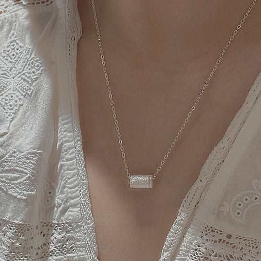 925 Sterling Silver Brushed Elegance Necklace Vintage Textured Collarbone Necklace