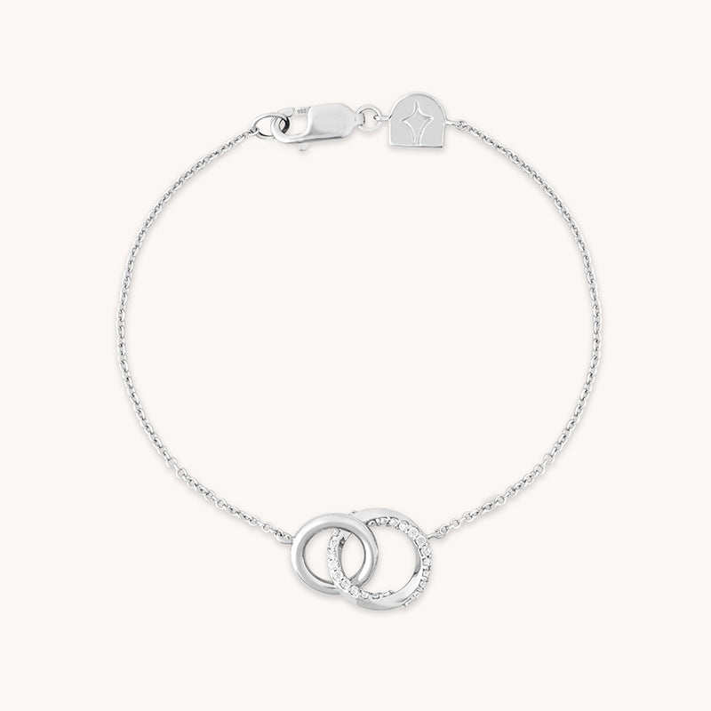 “Double Halo” S925 Sterling Silver Two-Tone Double-Circle Zircon Bracelet