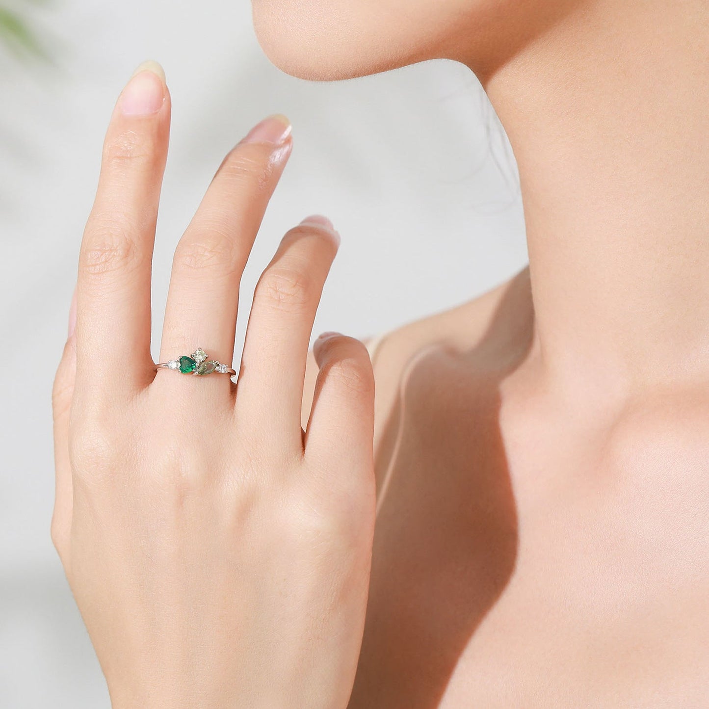 Forest Prism Multi Color Zircon Ring 925 Sterling Silver