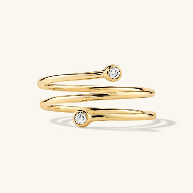 “Orbit Layers” S925 Sterling Silver Multi-Band Zircon Open Adjustable Ring