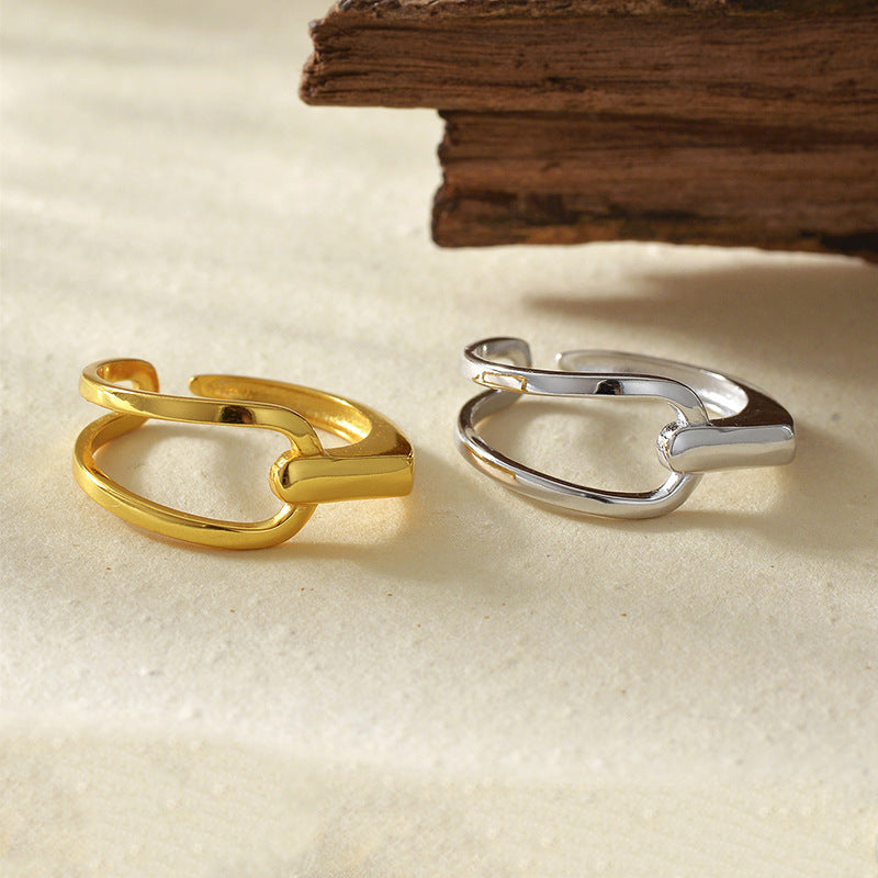 “Line Muse” S925 Sterling Silver Asymmetrical Open Ring