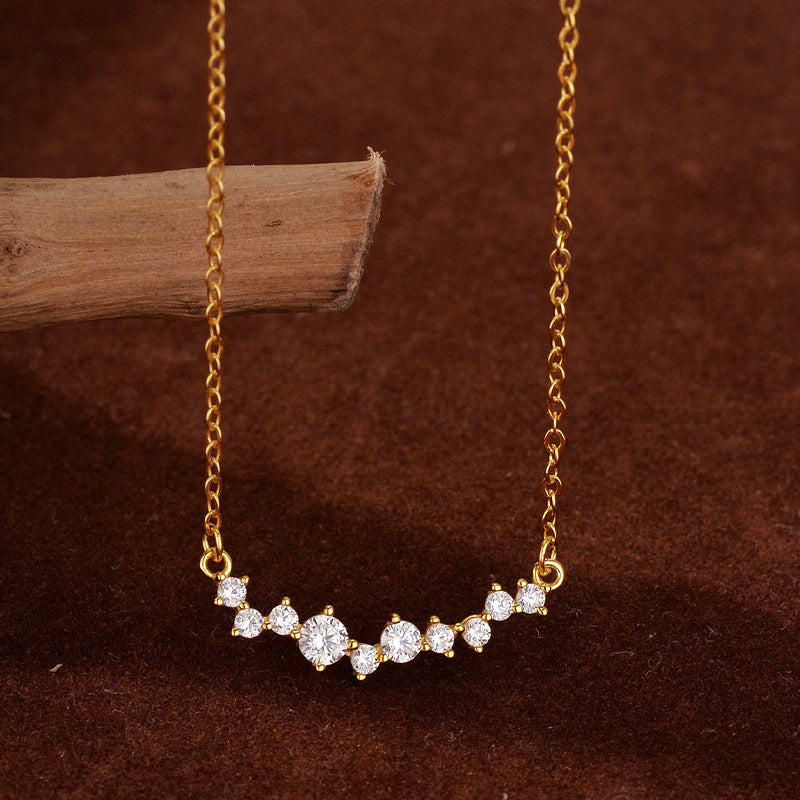 “Smile Eclat” S925 Sterling Silver Zircon Smile Pendant Necklace