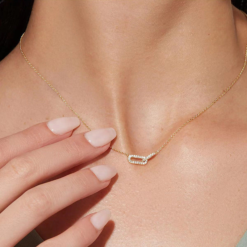 “Double Oval Heart” S925 Sterling Silver Layered Oval Heart Necklace