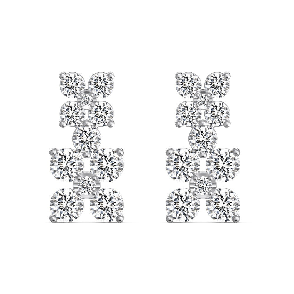 “Petal Dew” S925 Sterling Silver Floral Jewelry Set with Teardrop Accents