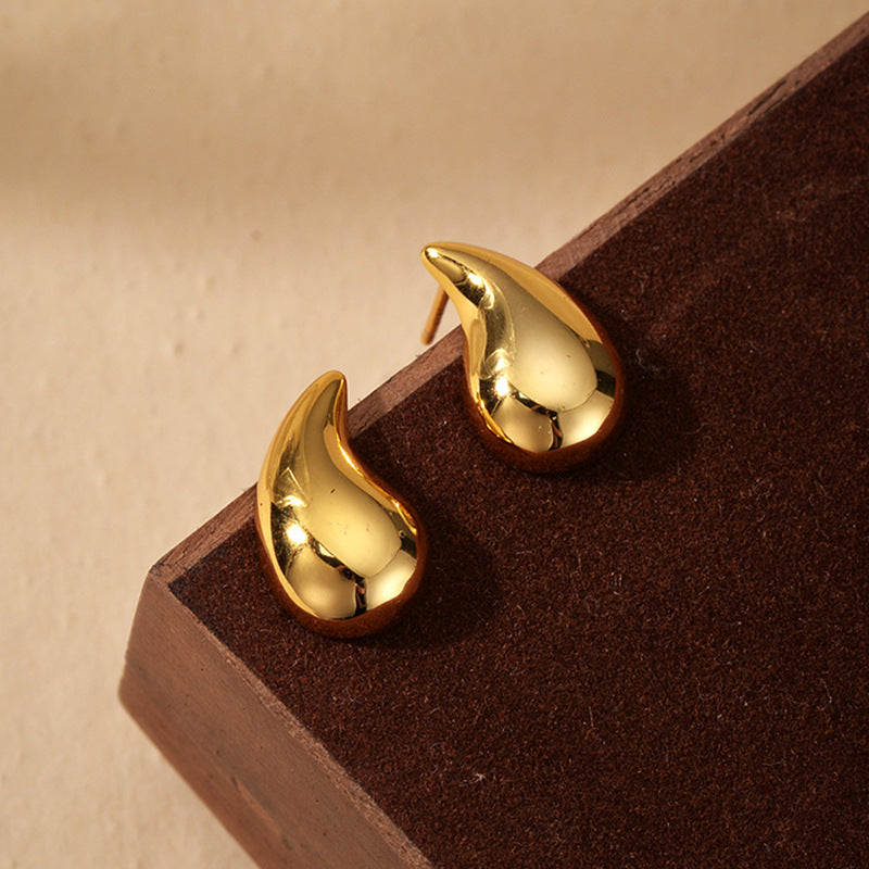 “Teardrop Muse” S925 Sterling Silver 18K Gold-Plated Teardrop Stud Earrings