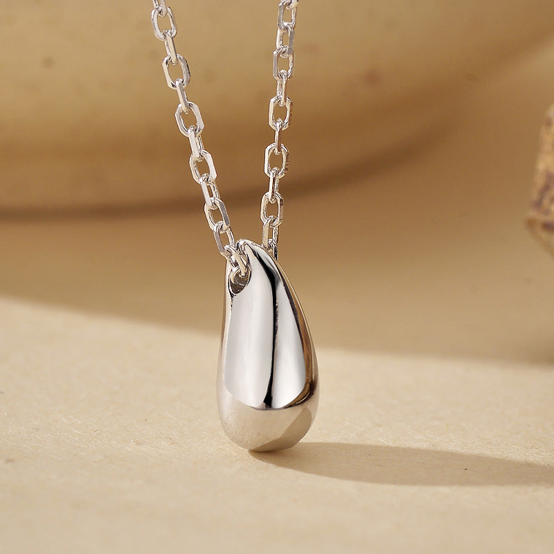 “Teardrop Muse” S925 Sterling Silver Minimalist Teardrop Pendant Necklace