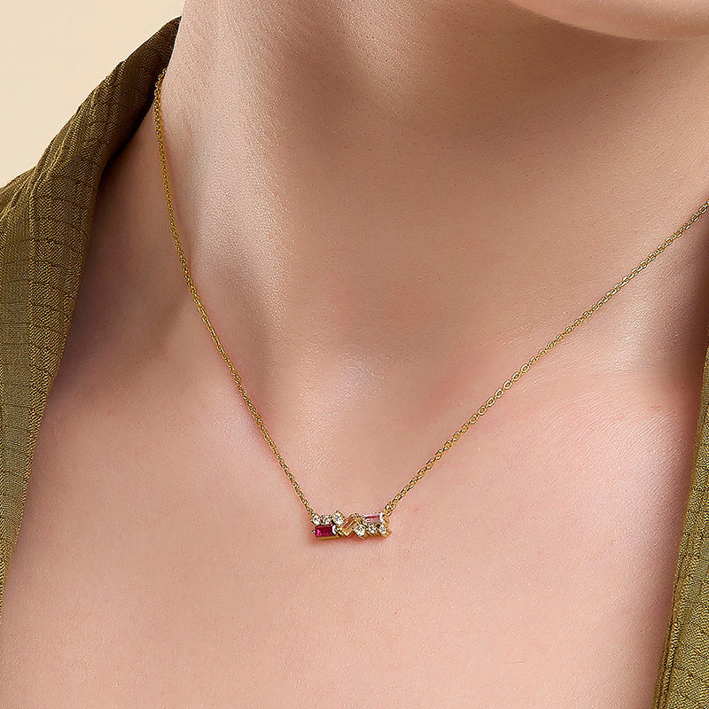 “Tricolor Halo” S925 Sterling Silver Three-Tone Zircon Necklace