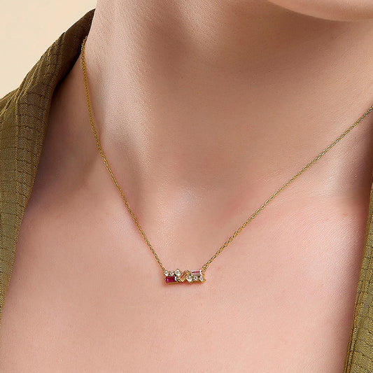 “Tricolor Halo” S925 Sterling Silver Three-Tone Zircon Necklace