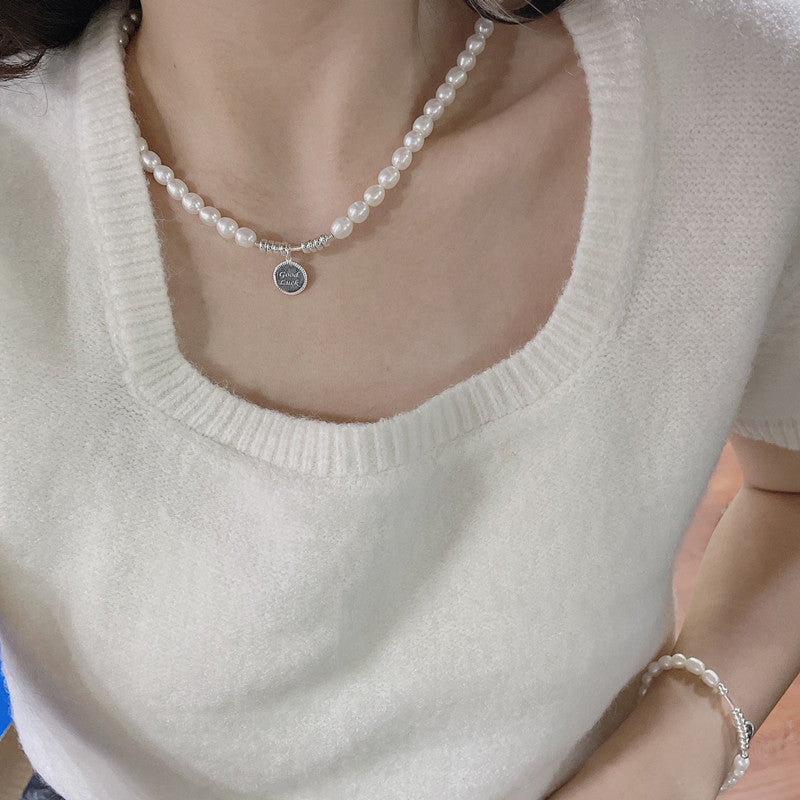 925 Sterling Silver Freshwater Pearl Necklace and Bracelet Set