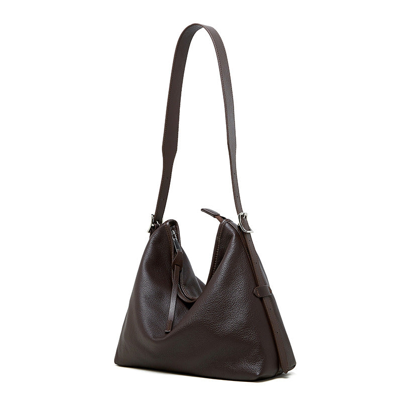 Women's Genuine Leather Retro Shoulder Tote Bag with Lock Detail