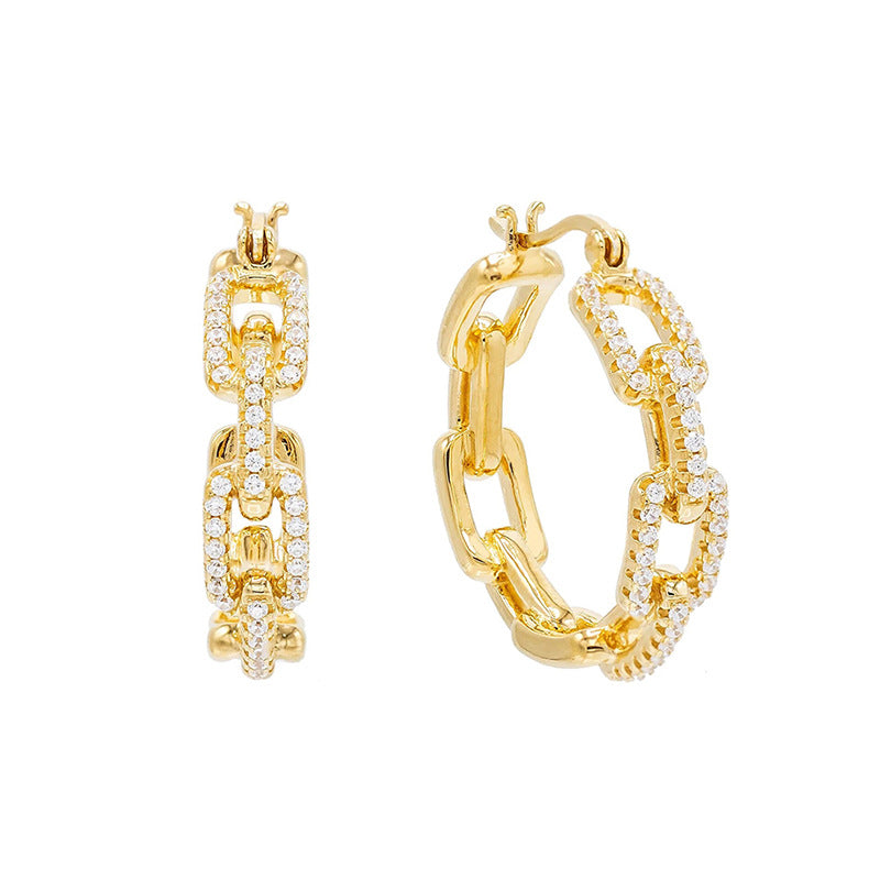 “Interlock Eclat” S925 Sterling Silver Geometric Interlocking Hoop Earrings