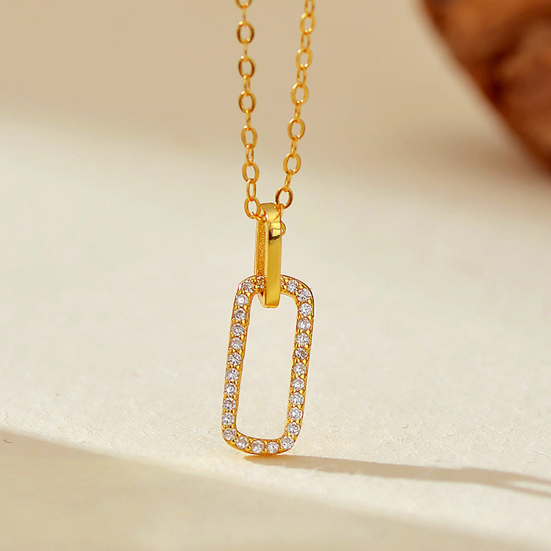“Double Orbit” S925 Sterling Silver Double-Ring Zircon Necklace