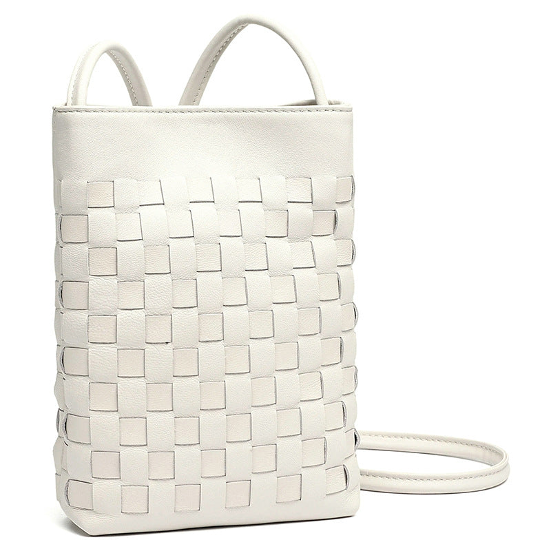 Women's Woven Sheepskin Mini Phone Bag with Adjustable Strap