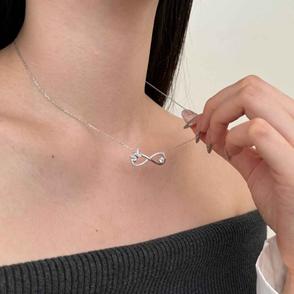Butterfly Möbius S925 Silver Eternal Loop Butterfly Charm Necklace