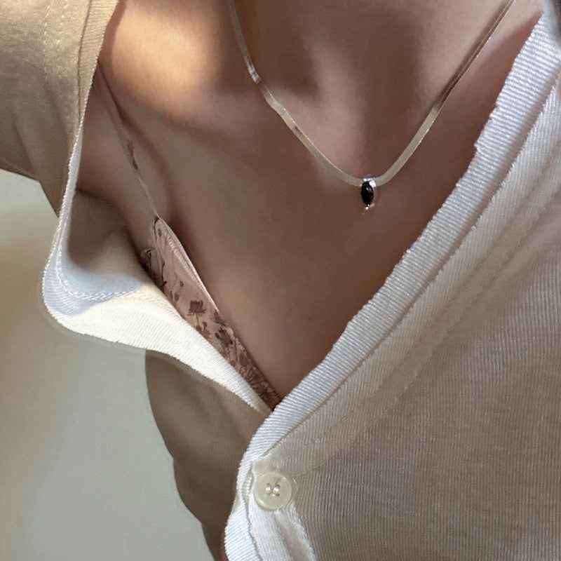 S925 Sterling Silver Zircon Snake Chain Necklace Adjustable