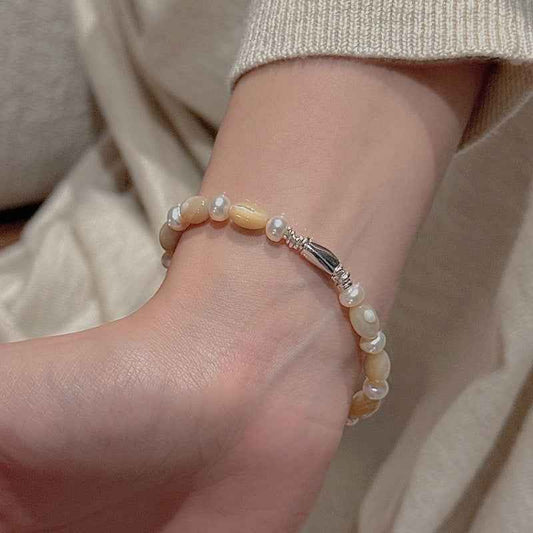 Soft Dune Vintage Beaded Bracelet S925 Sterling Silver Pearl
