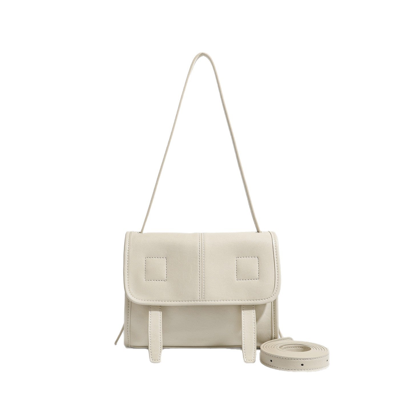 Women's Textured Cowhide Flap Messenger Bag with Dual Straps