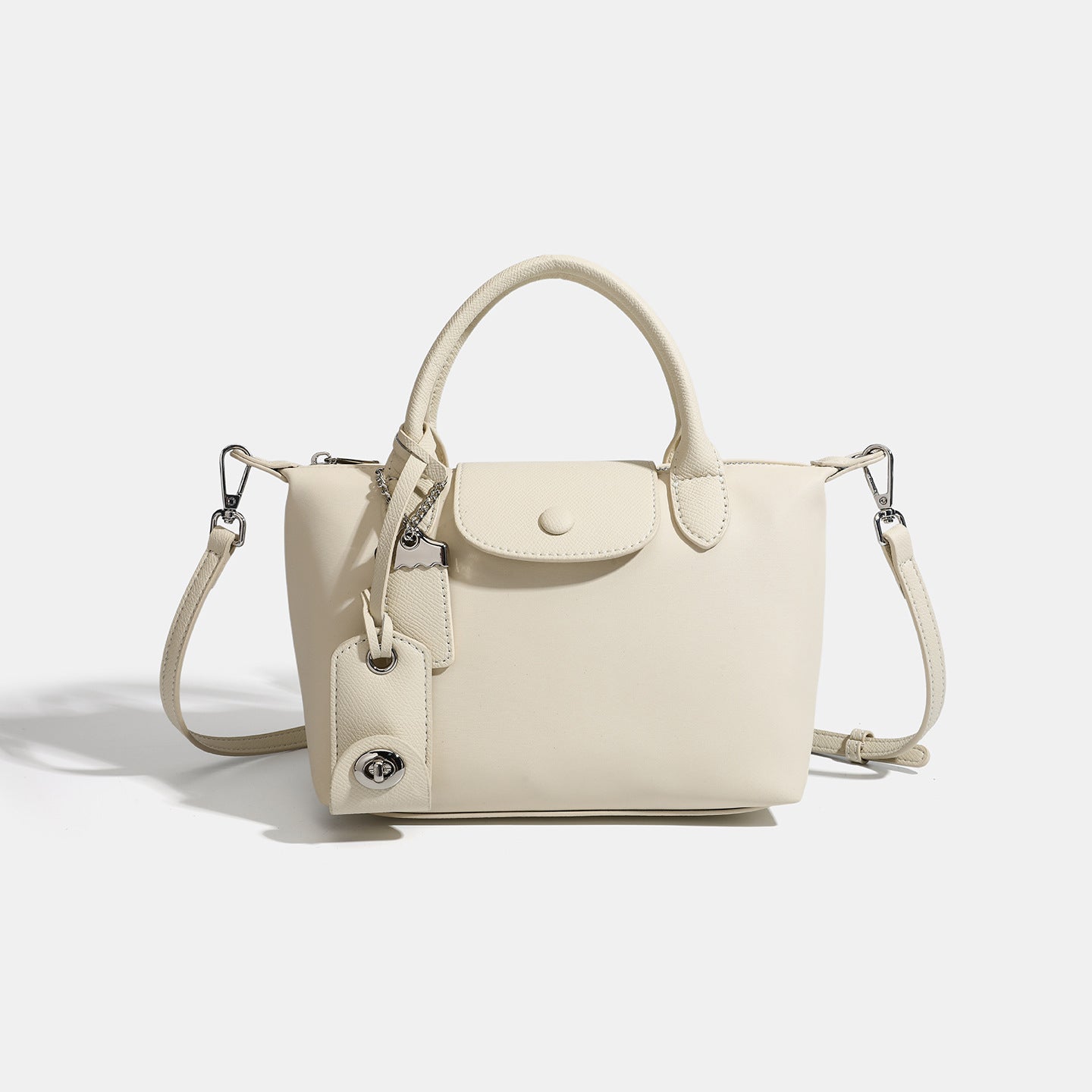 Women's Lightweight Nylon Dumpling Bag with Leather Trim