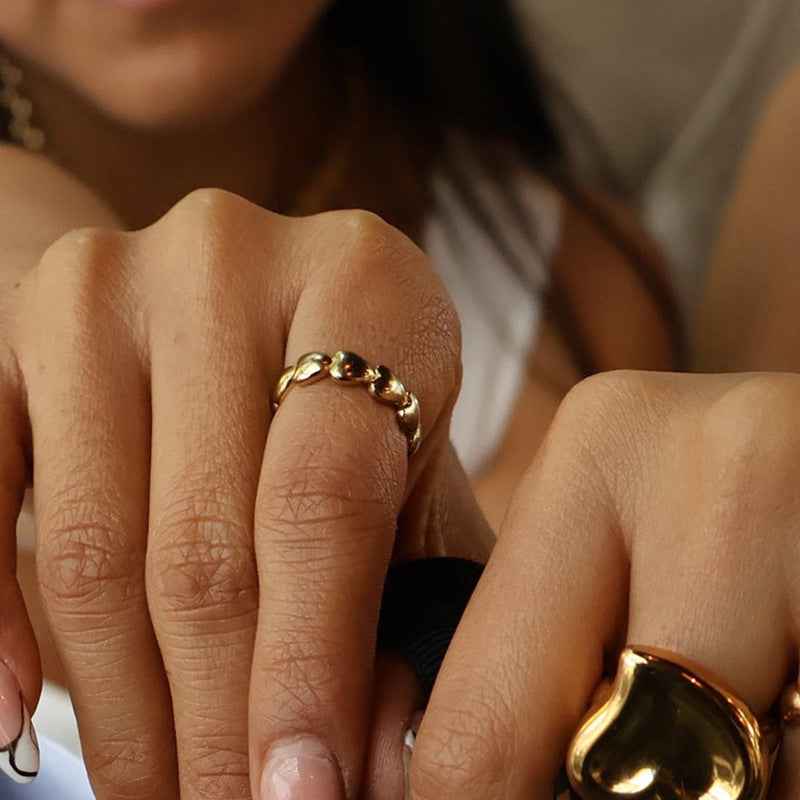 925 Sterling Silver Linked Hearts Open Heart Ring Gold Platinum Plated