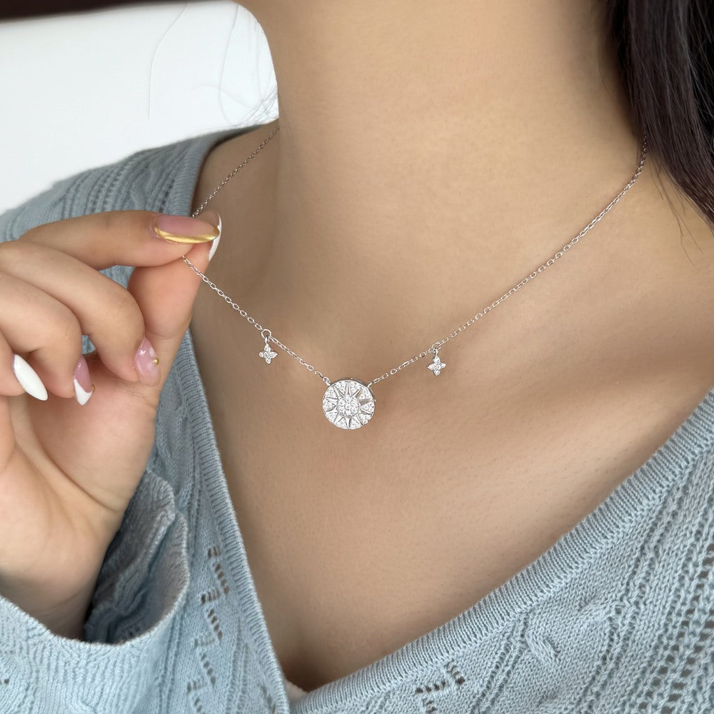 925 Sterling Silver Sun Disc Necklace – Solar Éclat