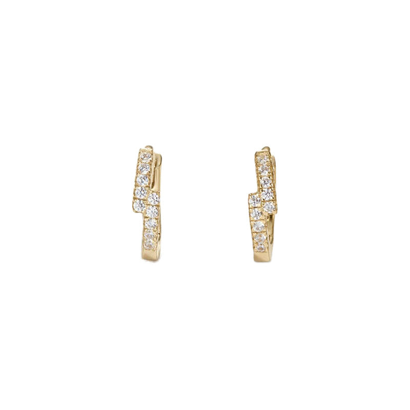 “Wave Eclat” S925 Sterling Silver Wavy Hoop Earrings with Sparkling Accents