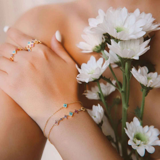 925 Sterling Silver Mini Turquoise Clover Necklace & Bracelet Set – Tiny Clover Luck