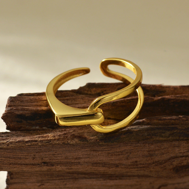 “Line Muse” S925 Sterling Silver Asymmetrical Open Ring