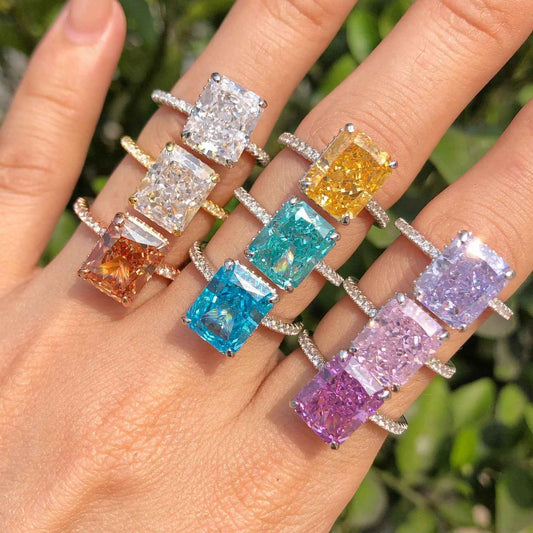 925 Sterling Silver Rectangular Color Zircon Ring – Prism Royale