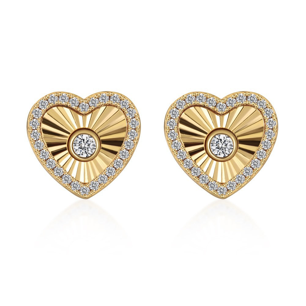 Radiant Heart S925 Silver Sunray Zircon Heart Jewelry Set
