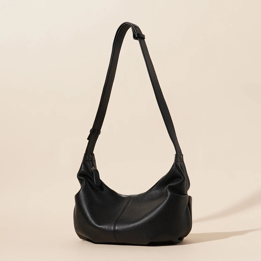 Women's Pebbled Cowhide Slouch Crescent Hobo Bag