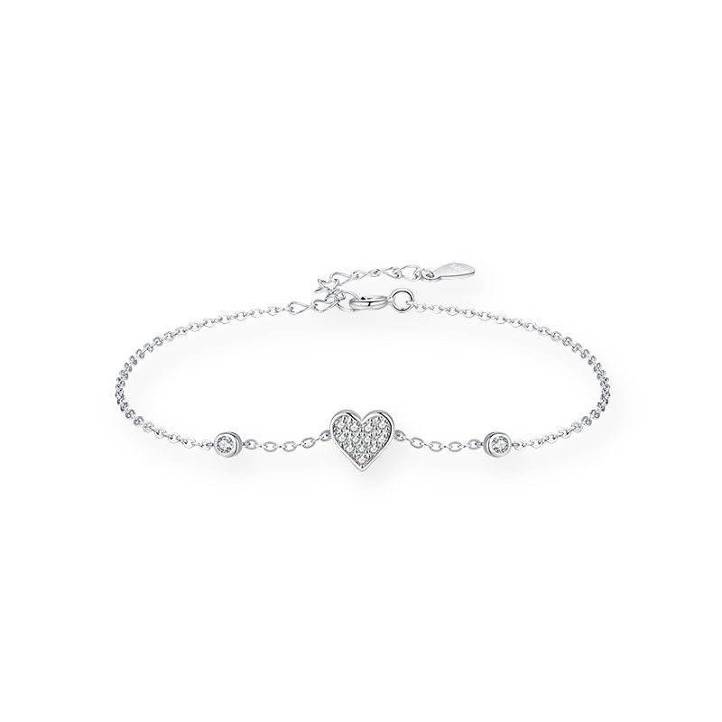 Sweet Celeste 925 Sterling Silver Pavé Cubic Zirconia Charm Bracelet