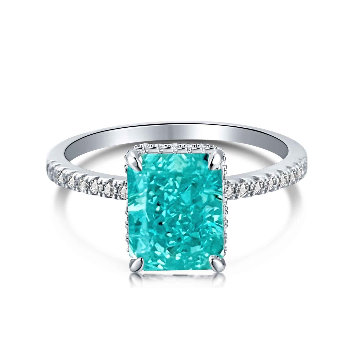 925 Sterling Silver Rectangular Color Zircon Ring – Prism Royale