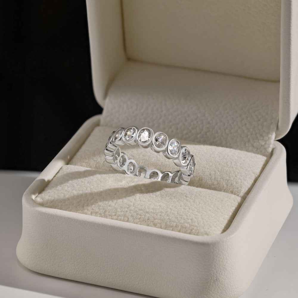 925 Sterling Silver Eternal Oval Full-Eternity Zircon Ring