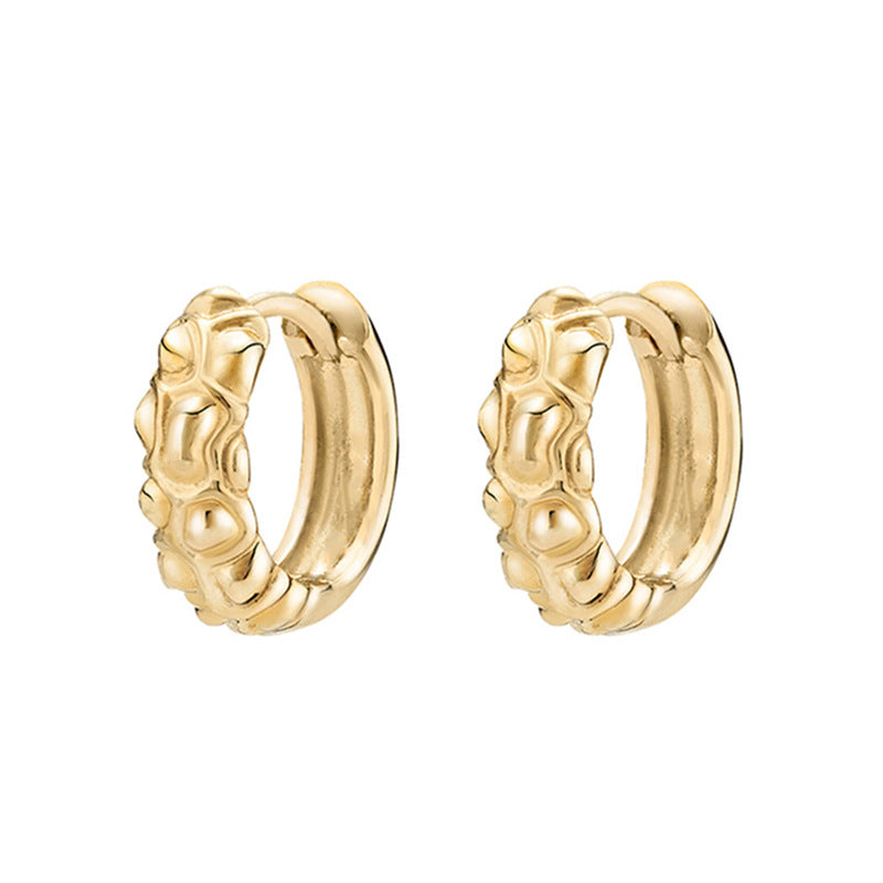 “Volcanic Texture” S925 Sterling Silver Textured Huggie Hoop Earrings