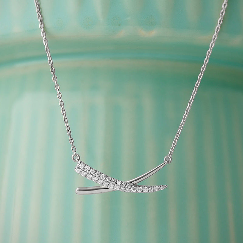 “Crossline” S925 Sterling Silver Geometric Cross Necklace