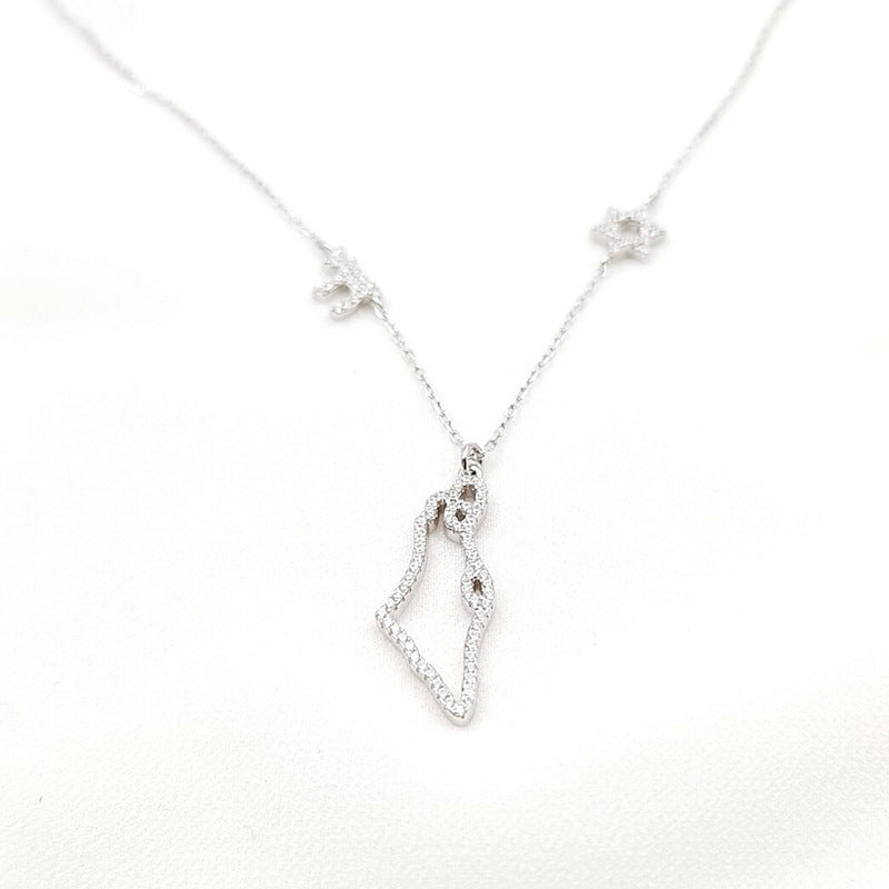 “Stellar Geometry” S925 Sterling Silver Zircon Geometric Star Necklace