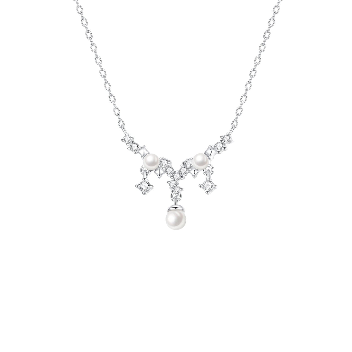 Starlace Pearl S925 Sterling Silver Pearl Jewelry Set Necklace Earrings & Ring