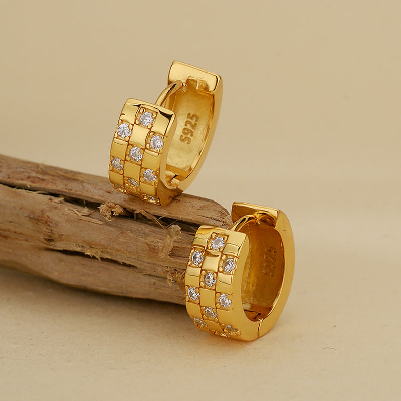 “Celestial Orbit” S925 Sterling Silver Pavé Hoop Earrings
