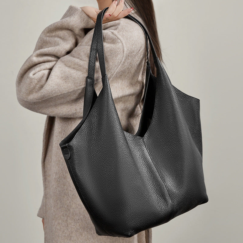 Women's Pebbled Cowhide V-Cut Hobo Shoulder Bag
