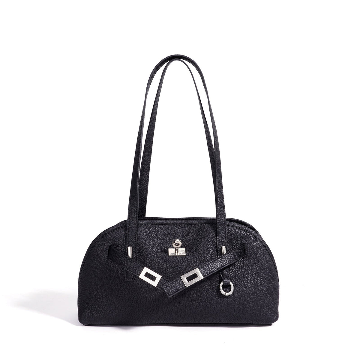 Women's Pebbled Cowhide Half-Moon Tote Bag with Quilted Liner