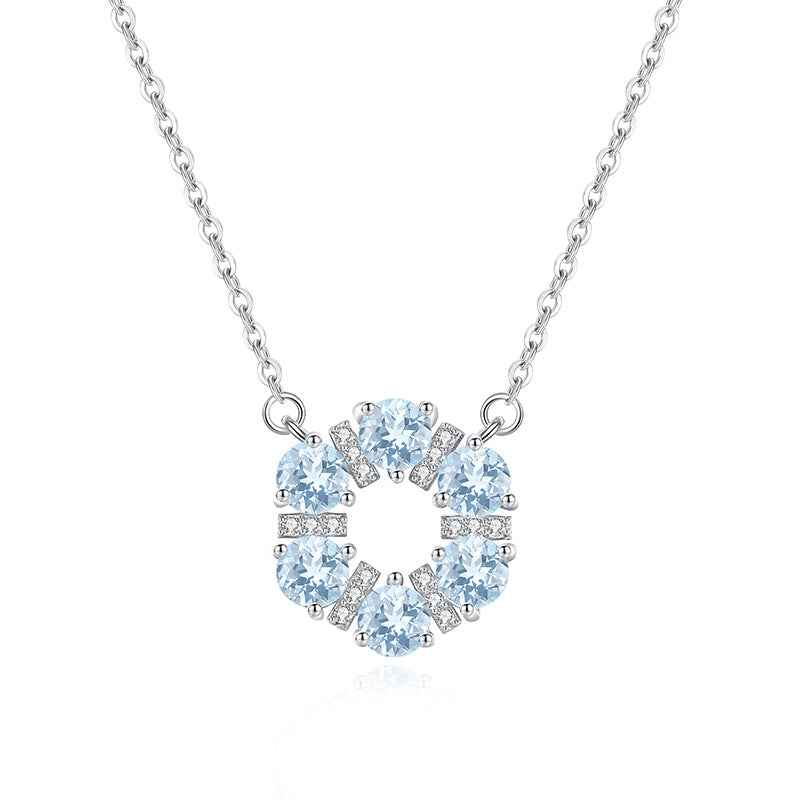 Crystal Wreath S925 Sterling Silver Natural Crystal Halo Necklace