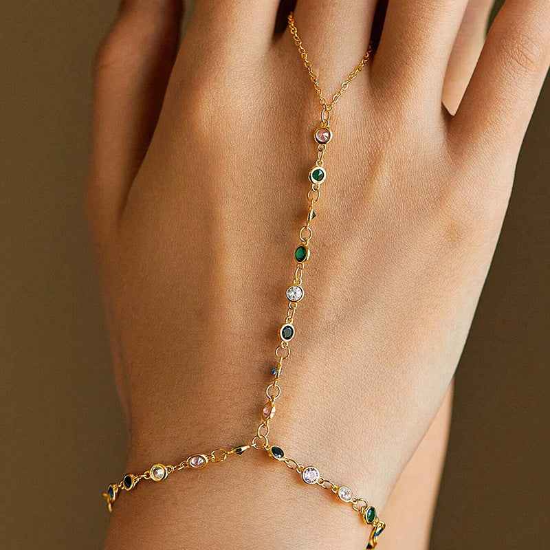 925 Sterling Silver Multi-Color Zircon Hand Chain Bracelet – Mirage Colors