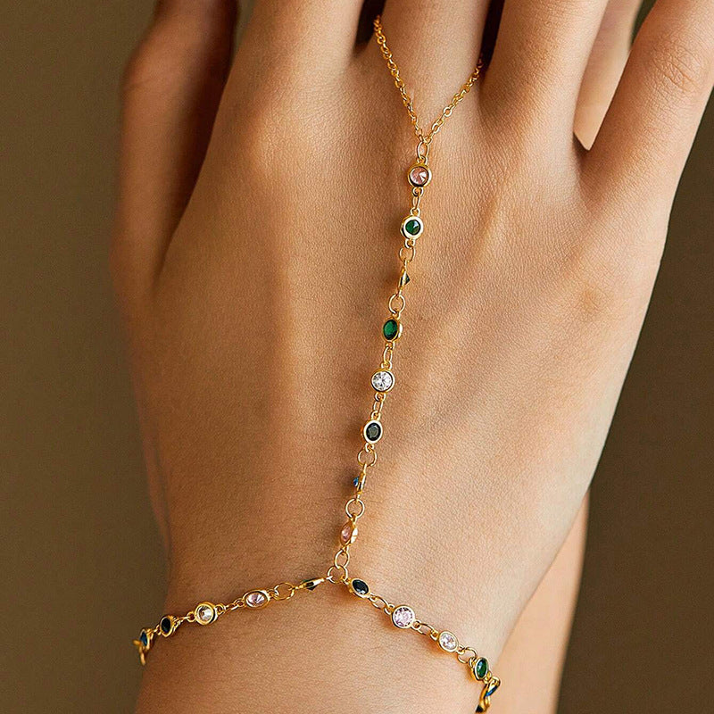 “Color Orbit” S925 Sterling Silver Multicolor Zircon Circle Bracelet