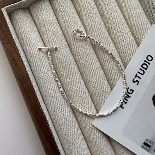 S925 Sterling Silver Silver Chunks Bracelet Textured Minimalist Beaded Chain Jewelry
