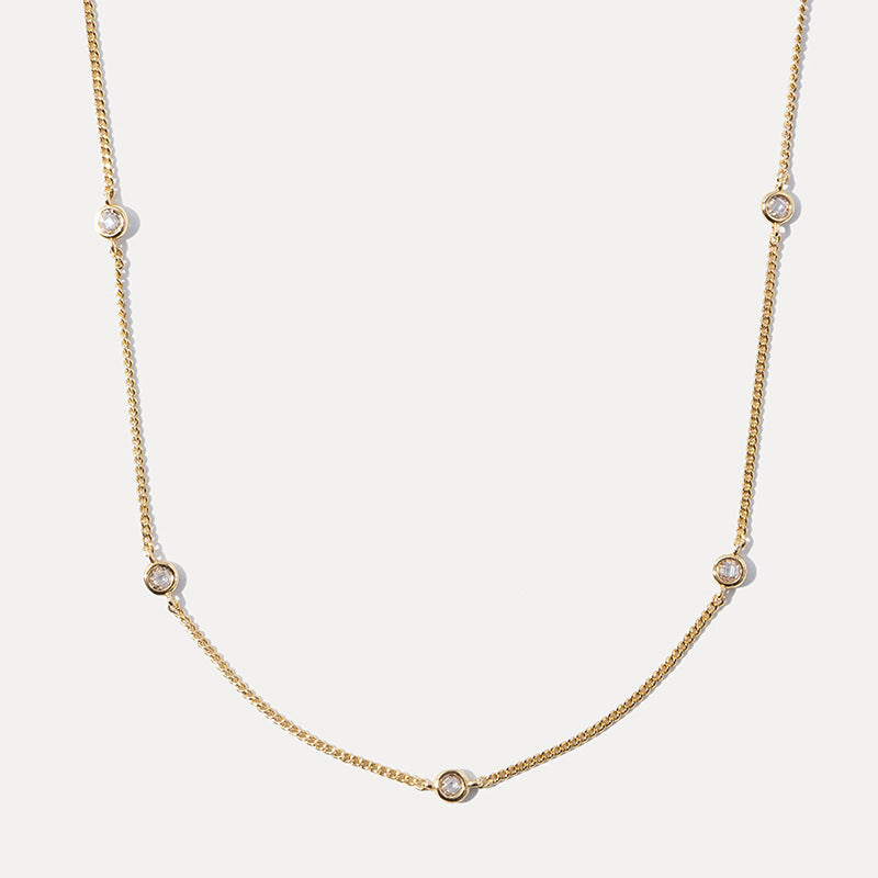 “Lumiere Circle” S925 Sterling Silver Zircon Geometric Necklace