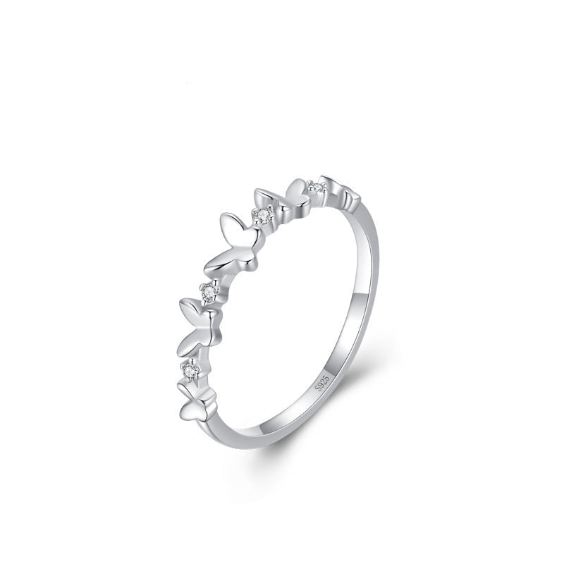 925 Sterling Silver Butterfly Pavé Ring