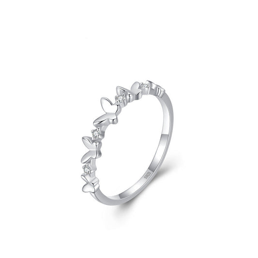 925 Sterling Silver Butterfly Pavé Ring