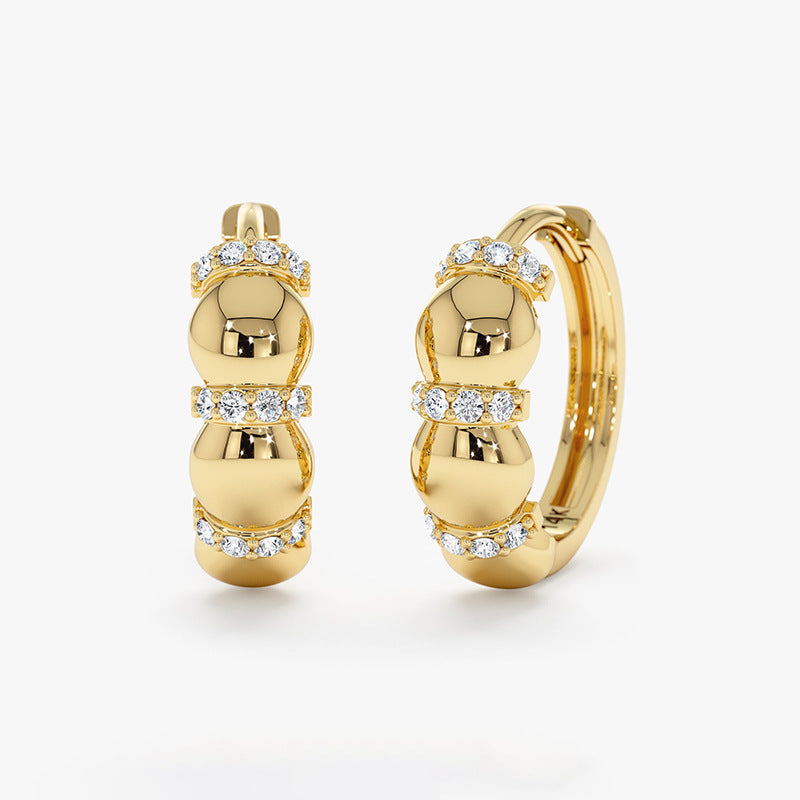 “Orbital Dot” S925 Sterling Silver Oval Bead Hoop Earrings