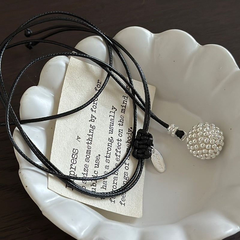 “Orbit Beads” S925 Sterling Silver Adjustable Long Beaded Necklace