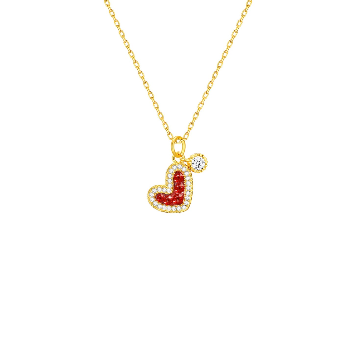 Berry Palmier S925 Silver Ruby Heart Jewelry Set Necklace Bracelet Earrings
